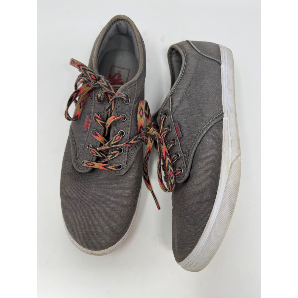 Vans Atwood Low Charcoal Gray Canvas Sneakers Geometric Laces Womens 9 TB4R